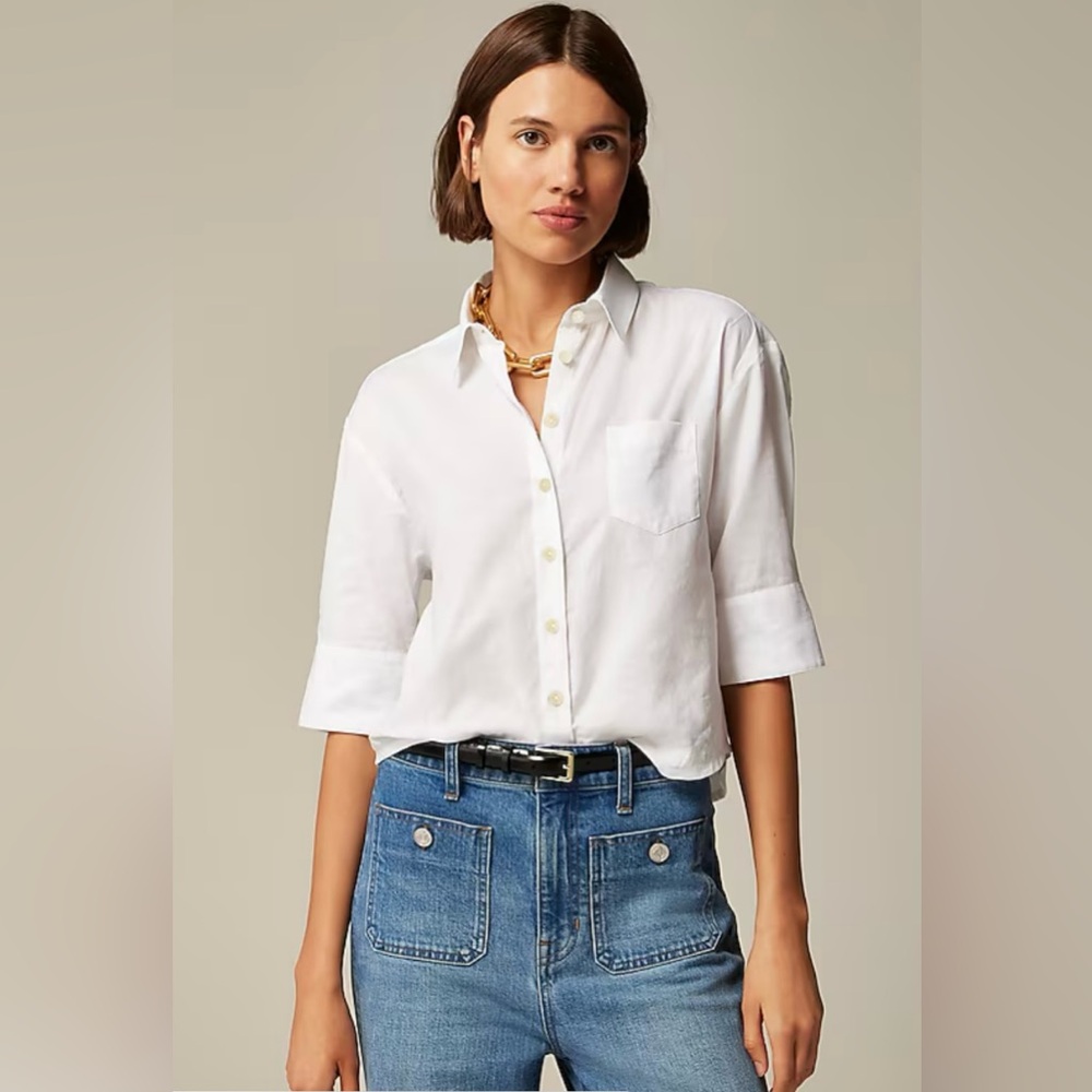 J. Crew Herringbone twill button-up shirt white